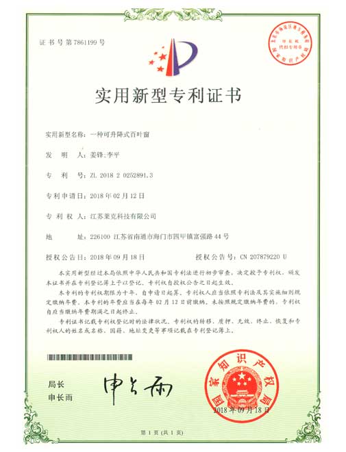 Patent certificate for utilit...